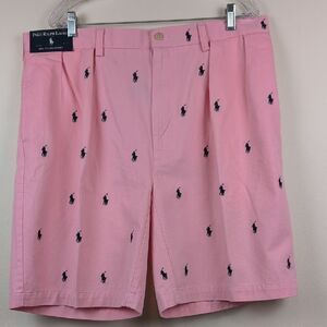 Polo by Ralph Lauren The Tyler Pink Pleated Cotton Shorts Size 40 NWT Preppy